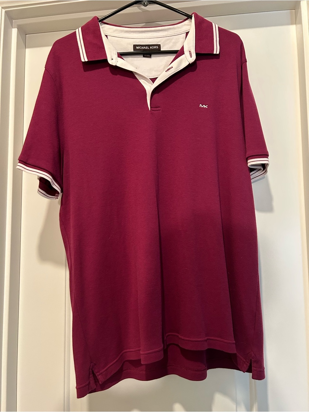 Michael Kors Men's Burgundy Polo with White Contrast Trim